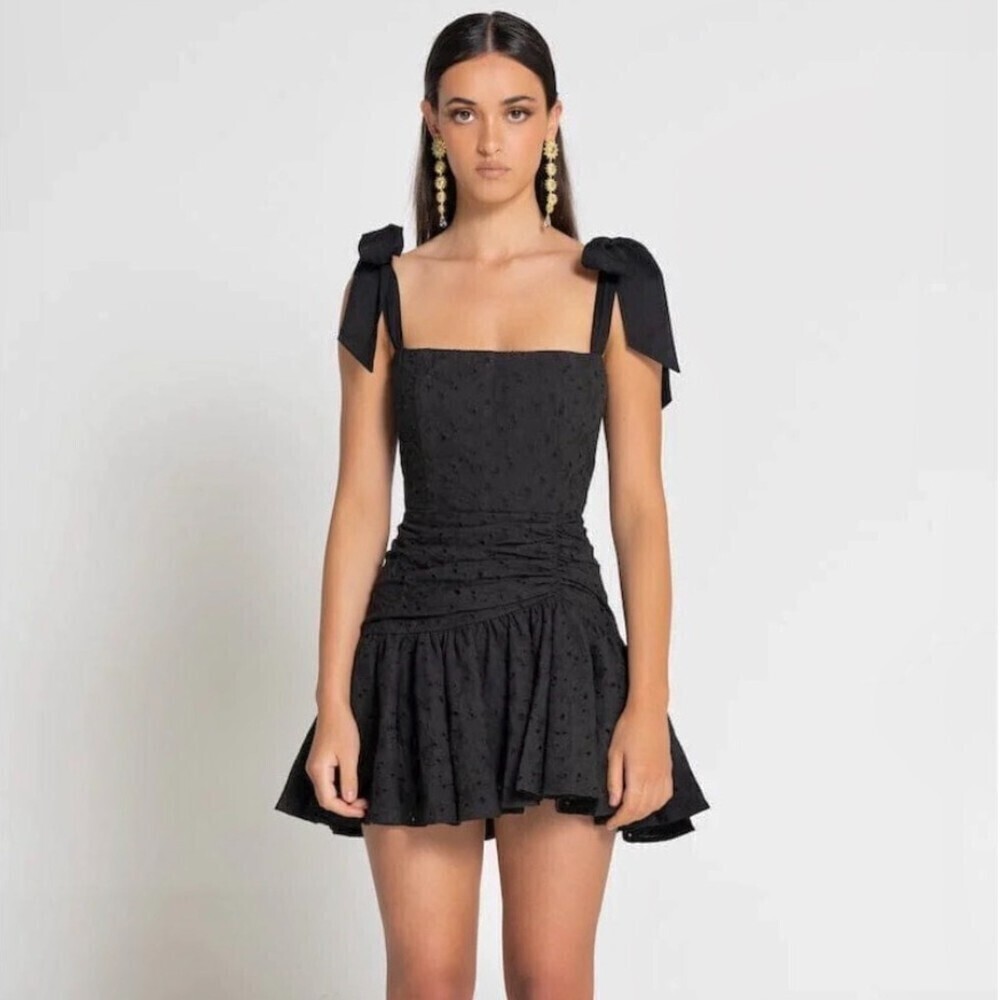 NWT Sofia the Label Daisy Lace Mini Dress Fit and Flare Black Coquette Lolita